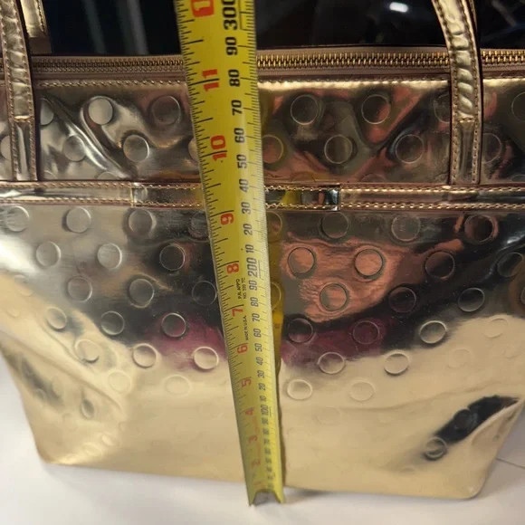 Retro Kate Spade New York Gold Metallic Tote Bag Purse RARE Handbag - Picture 15 of 16